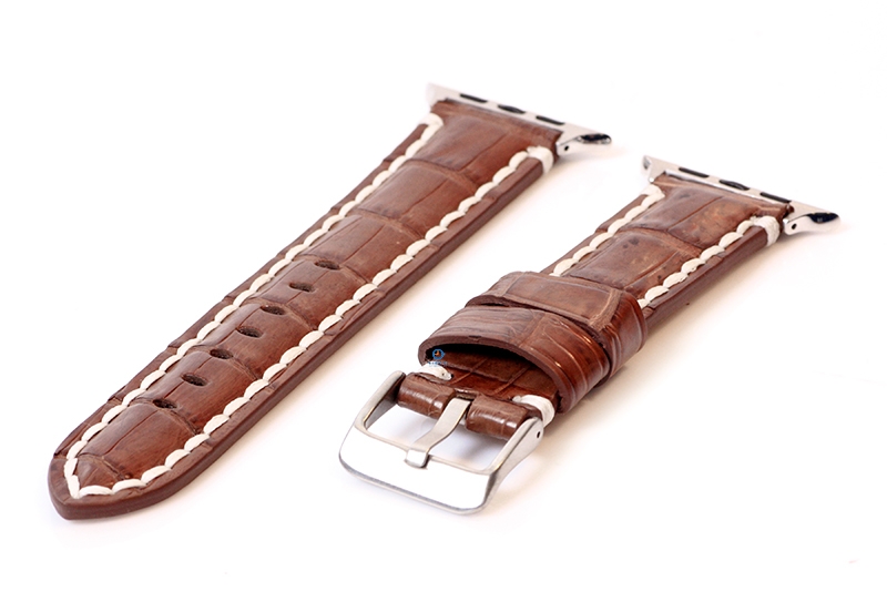 Apple Uhrenarmband echtes Krokodil Leder braun - 44/45/46/49mm