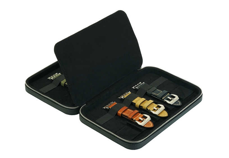 Etui für 10 Uhrenarmbänder - Kreuzmuster schwarzer Samt