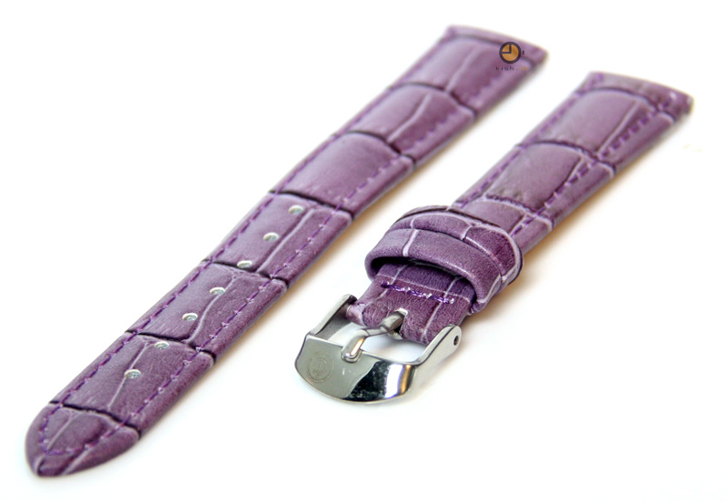 Uhrenarmband 14mm violet Violett Leder mit Kroko - Druck