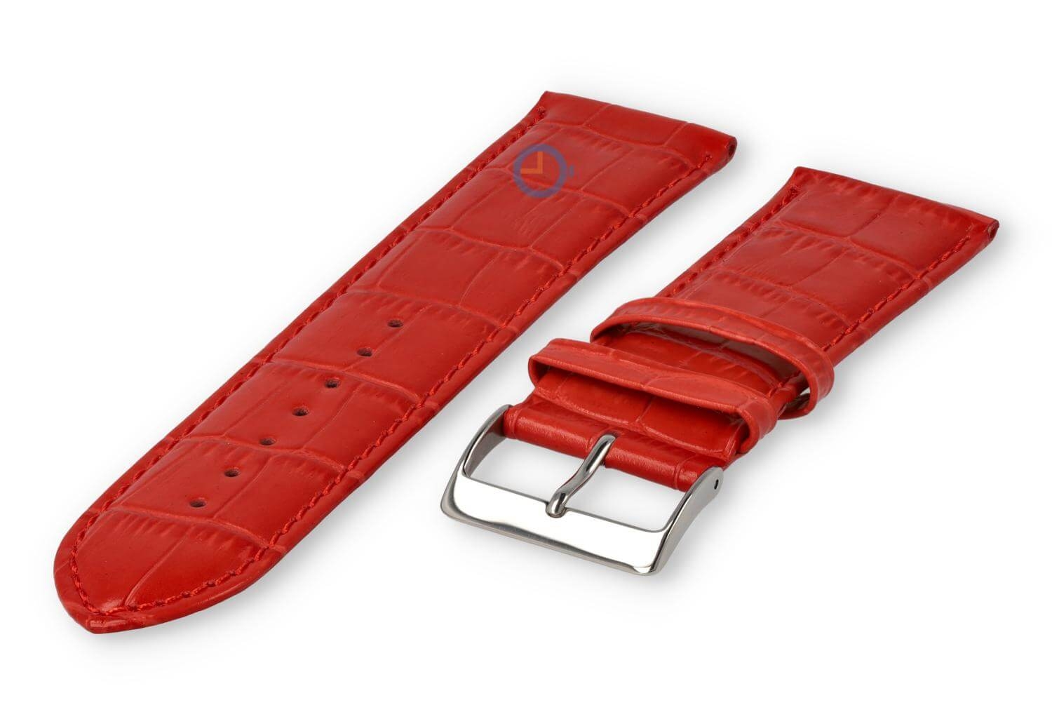 Gepolstertes Kroko - Lederband - 24mm - Rot