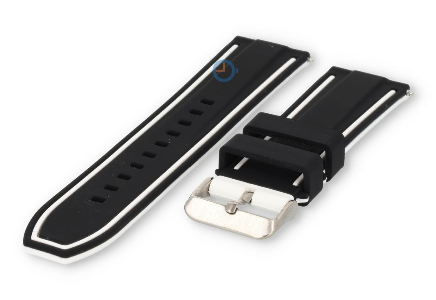 Silikon Uhrenarmband 24mm schwarz/weiß (wendbar)
