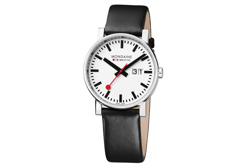 Mondaine 20mm Uhrenarmband Schwarz glänzend