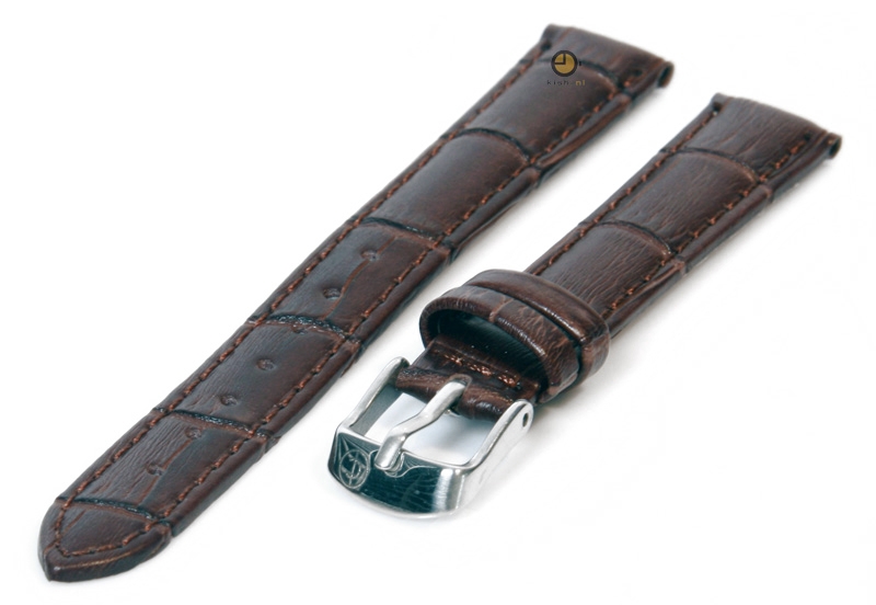 Uhrenarmband 12mm Dunkelbraun Leder mit Kroko - Druck