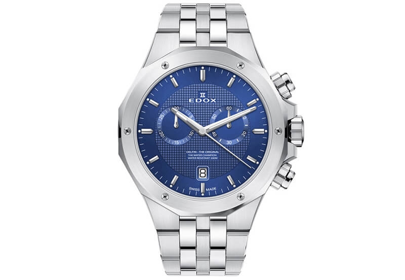 Edox Delfin 10110 Uhrenarmband Silber Stahl