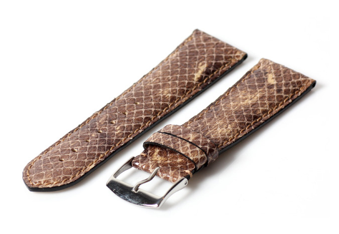 Uhrenarmband 22mm Braun Leder mit Slangendruck