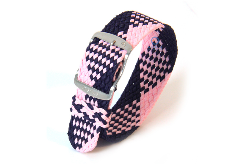 Perlon Uhrenarmband 20mm blau - rosa