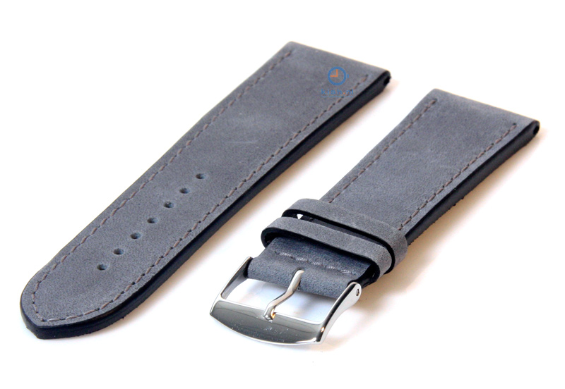 Uhrenarmband 24mm mattgrau Kalbsleder