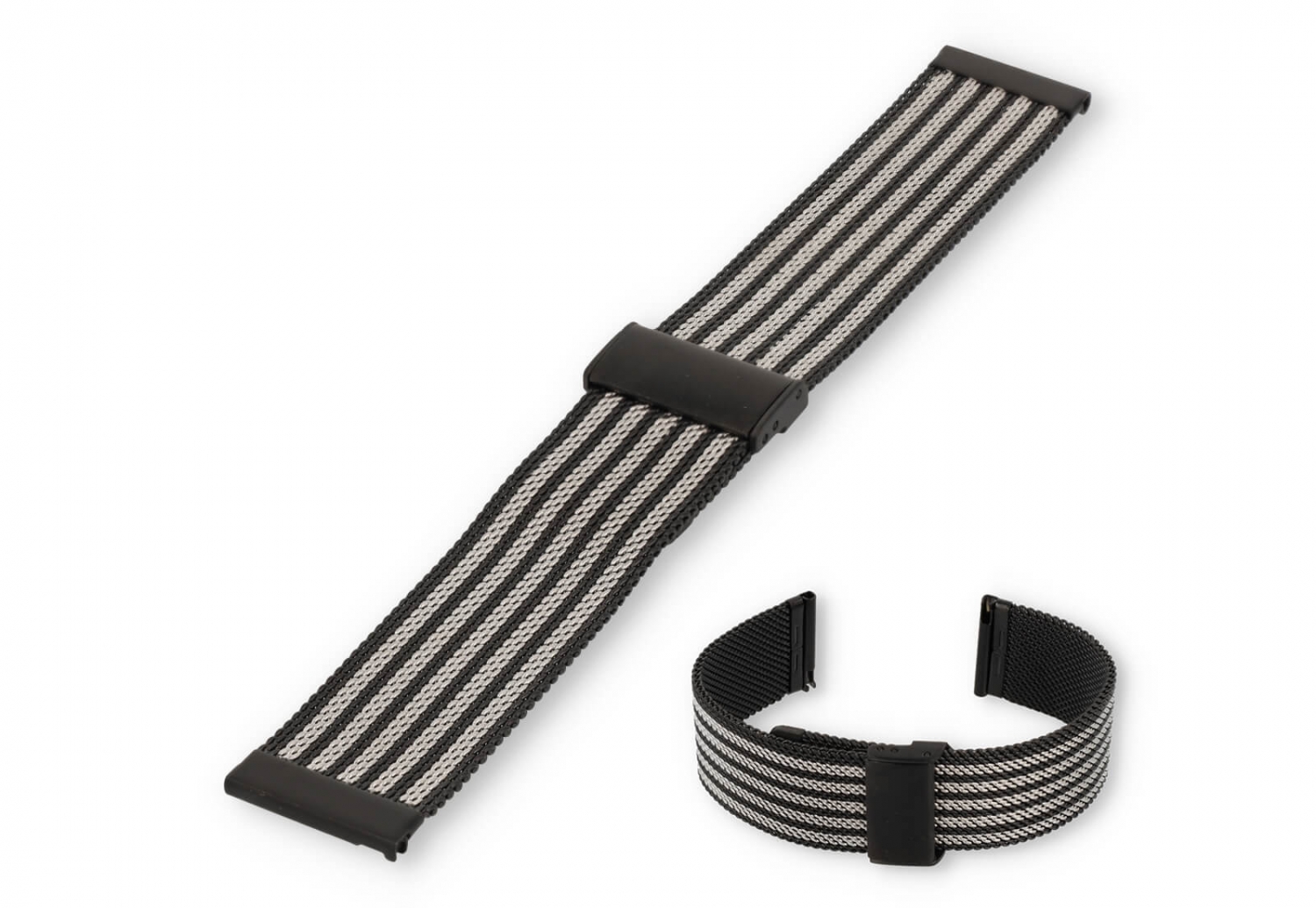 Uhrenarmband 22mm Mailänder schwarz/Silber - Quick Switch (FEIN)