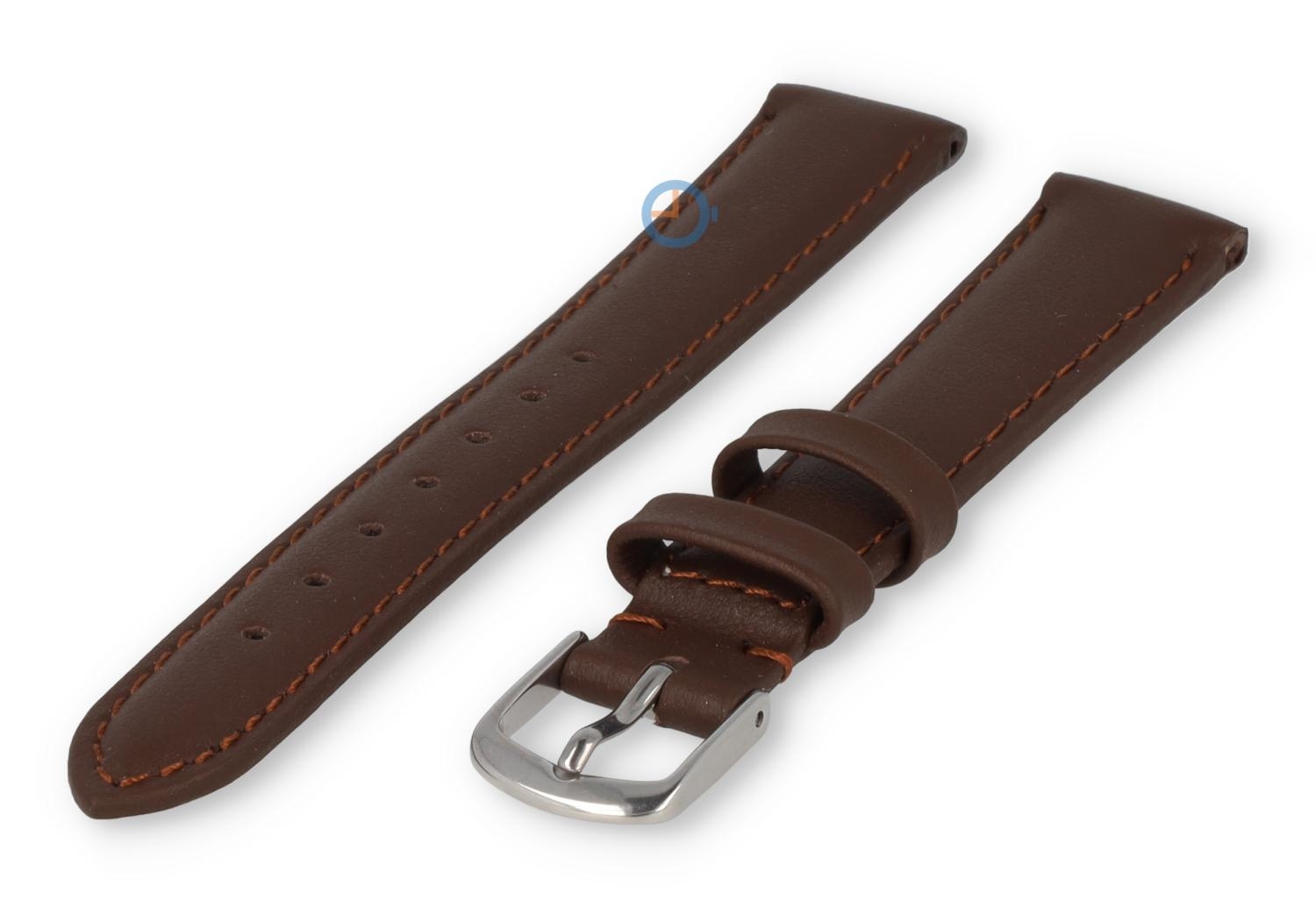 14mm Uhrenarmband glatt Leder - dunkelbraun