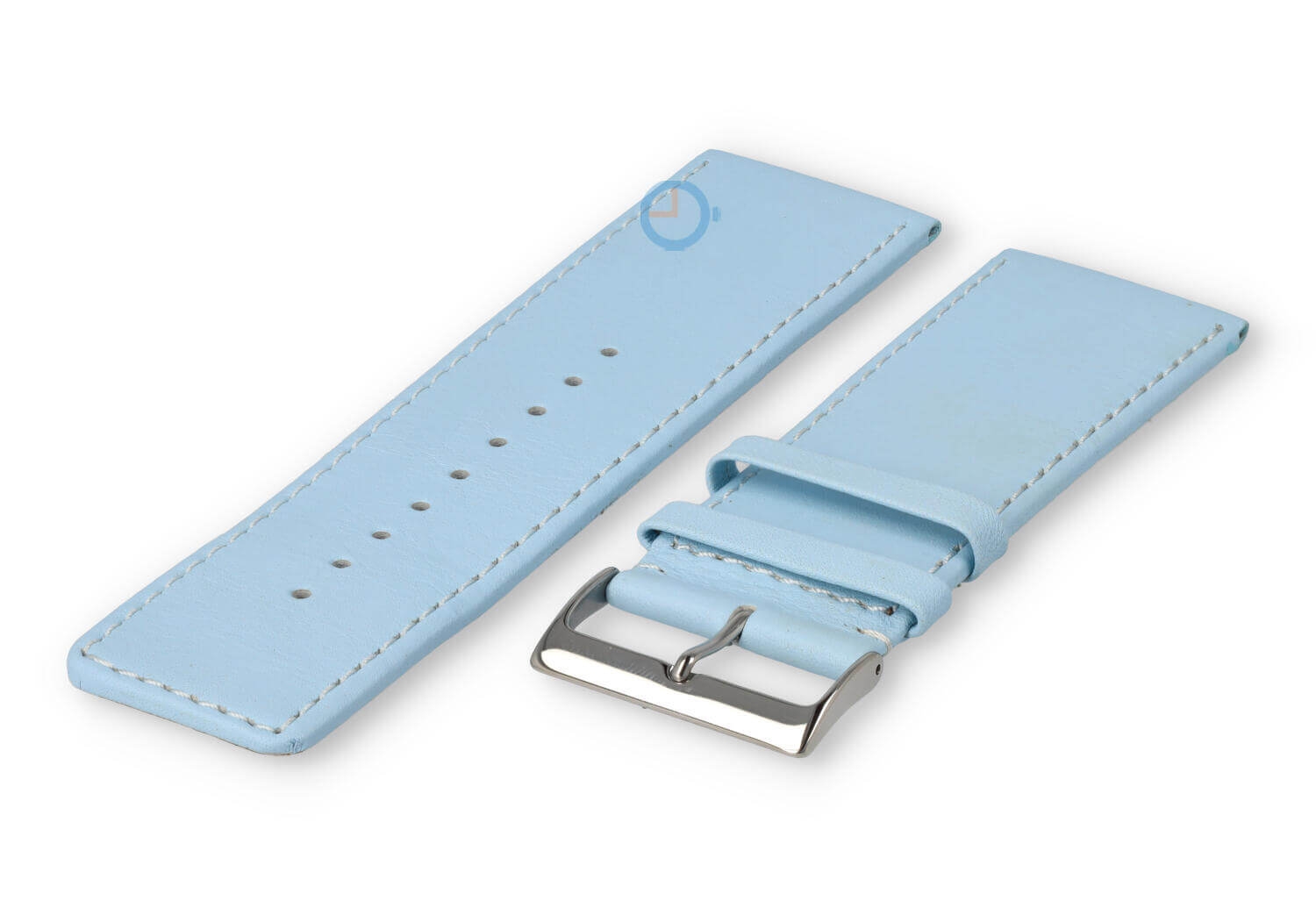30mm Uhrenarmband glatt Leder - eisblau