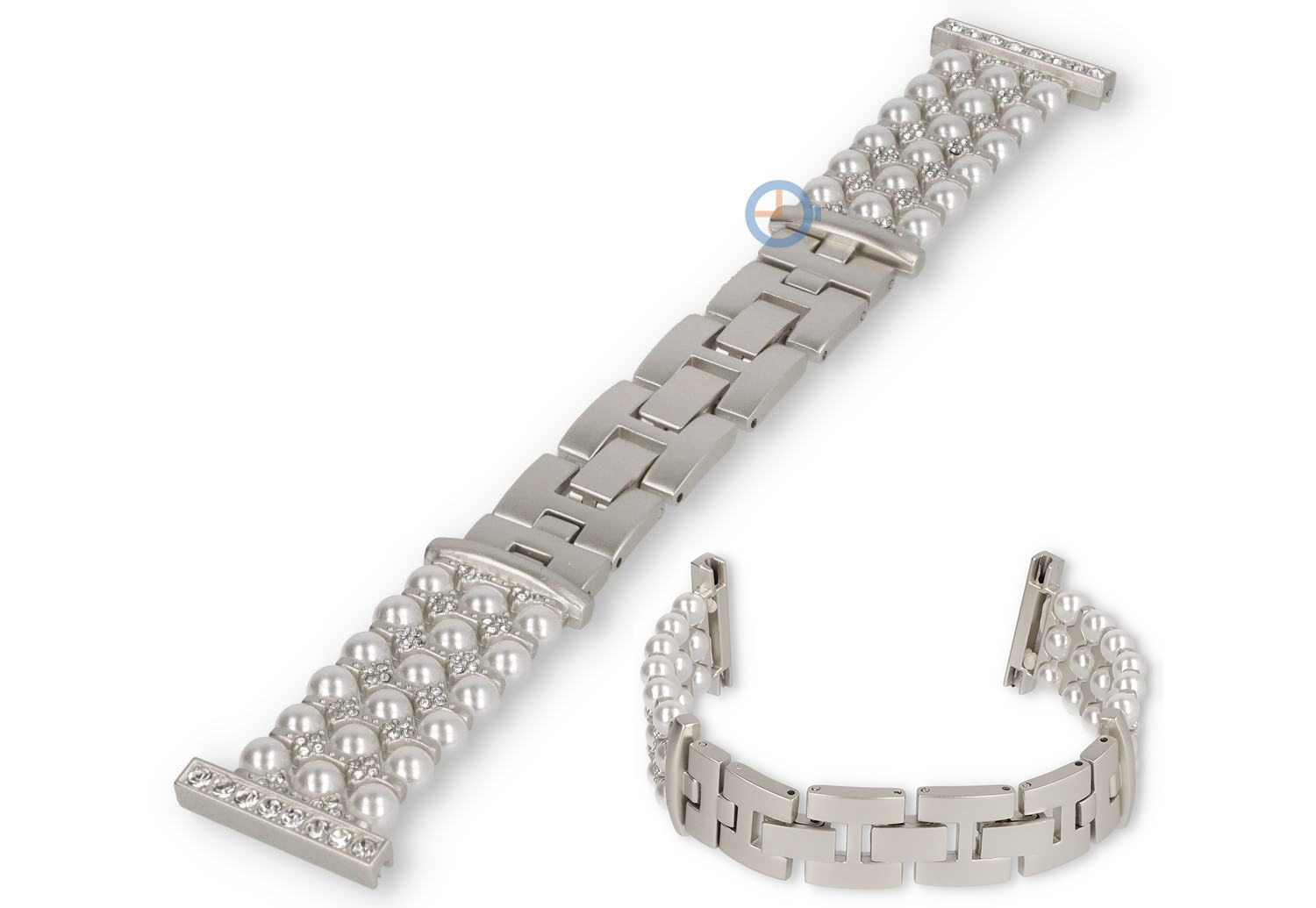 22mm Stahl Armband für Uhren - silber pearl