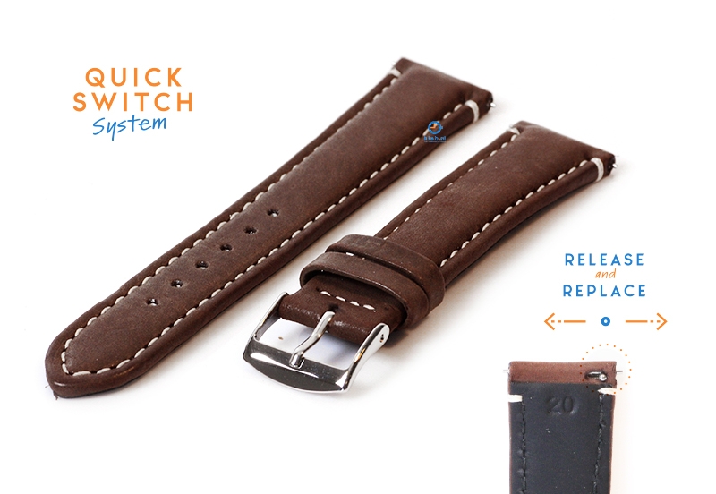 Uhrenarmband 20mm Braun Kalbsleder