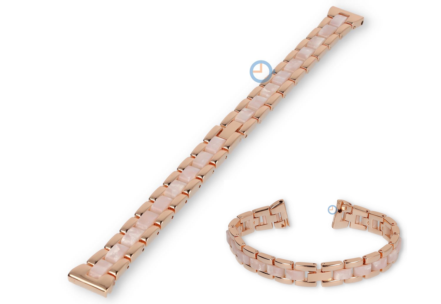 14mm Stahl Band mit Marmor-Look - rosegold/pink
