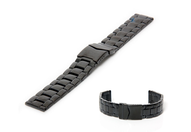 Uhrenarmband 20mm Schwarz Stahl glänzend