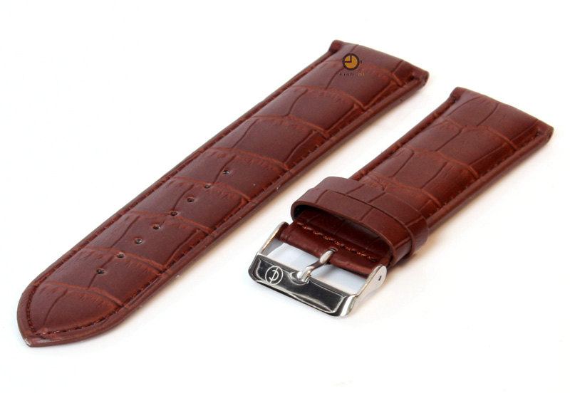 Uhrenarmband 28mm Braun Leder mit Kroko - Druck