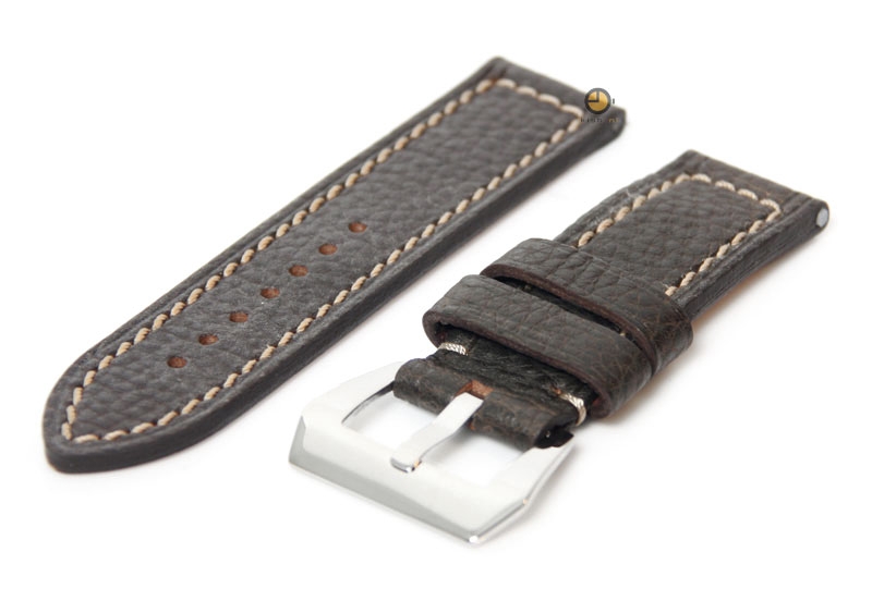 24mm Uhrenarmband dunkelbraun - Vollleder