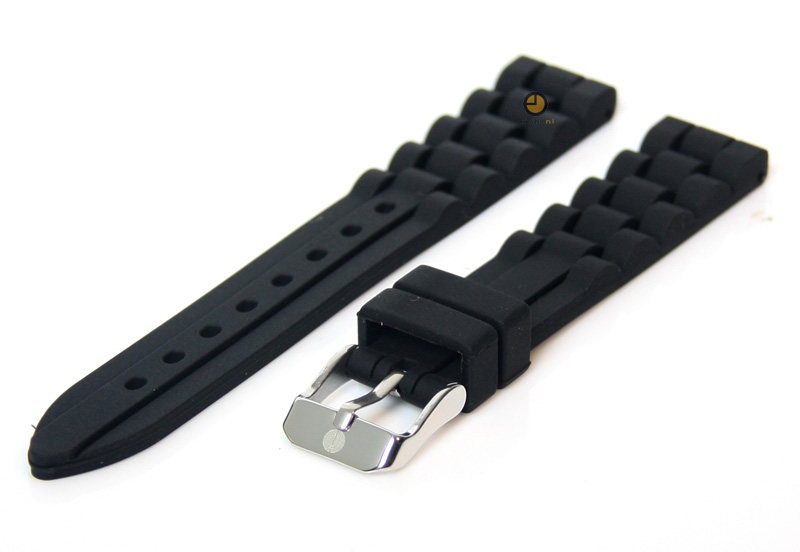 Silikon Uhrenarmband 16mm Schwarz