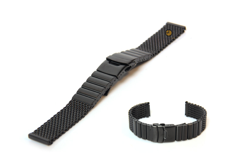 Uhrenarmband 24mm Schwarz Mailänder Stahl matt
