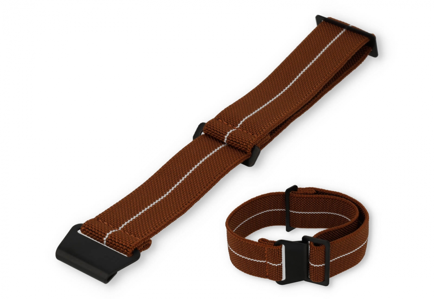 Elastistches Uhrenarmband 20mm Nylon braun - weiß