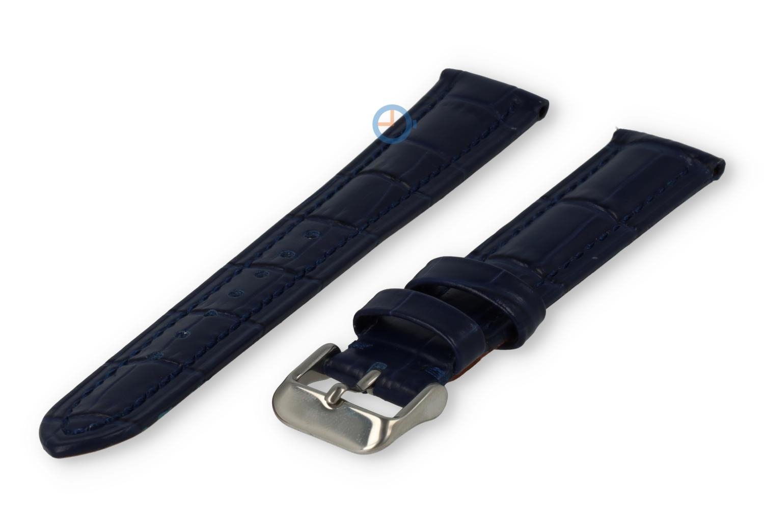 20mm Lederarmband mit Krokoprägung - dunkelblau