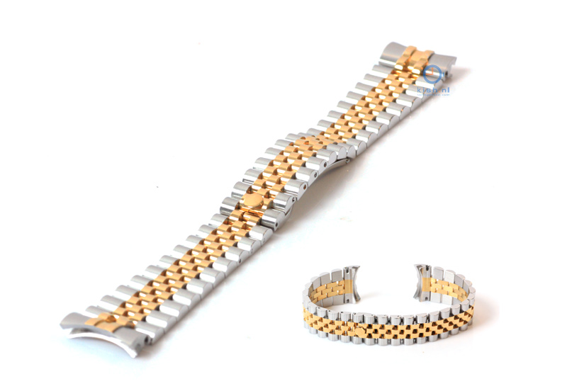 Rolex style Uhrenarmband 20mm Edelstahl silber/gold
