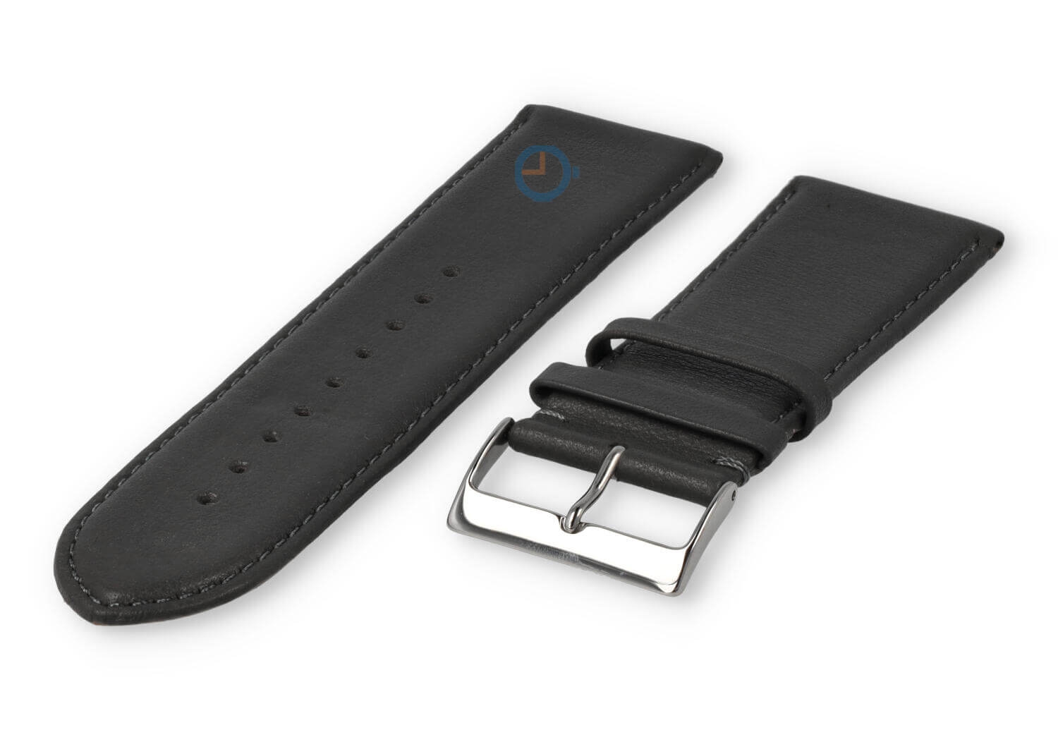 26mm Uhrenarmband glatt Leder - dunkelgrau