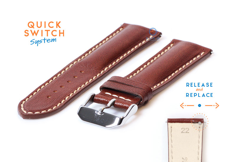 Uhrenarmband 22mm Braun Leder