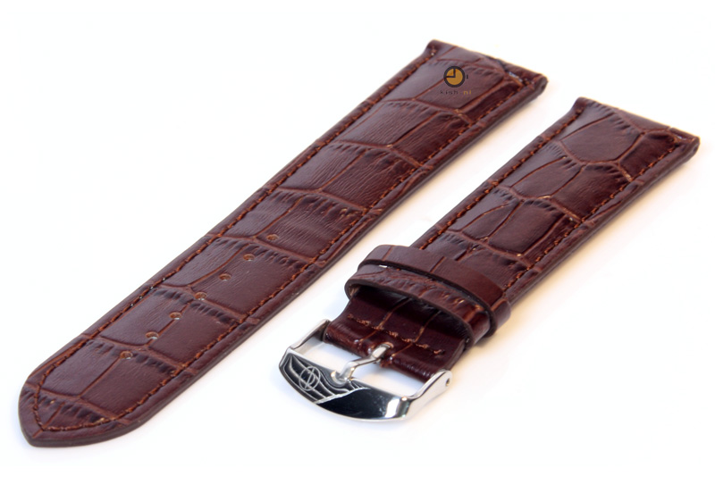 XL Uhrarmband 20mm Dunkelbraun leder mit Kroko - druck
