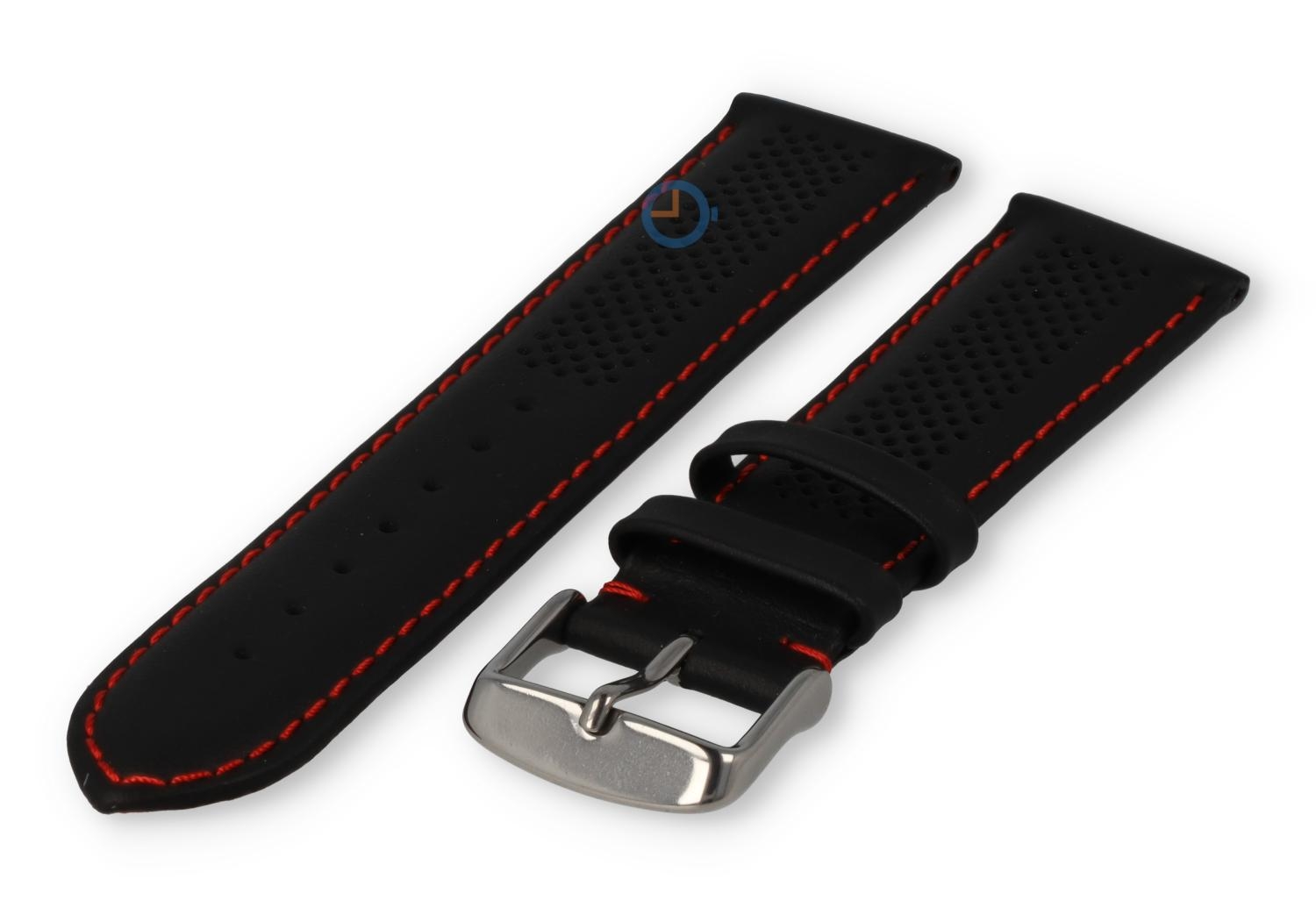 22mm hybrid Band - schwarz mit rot