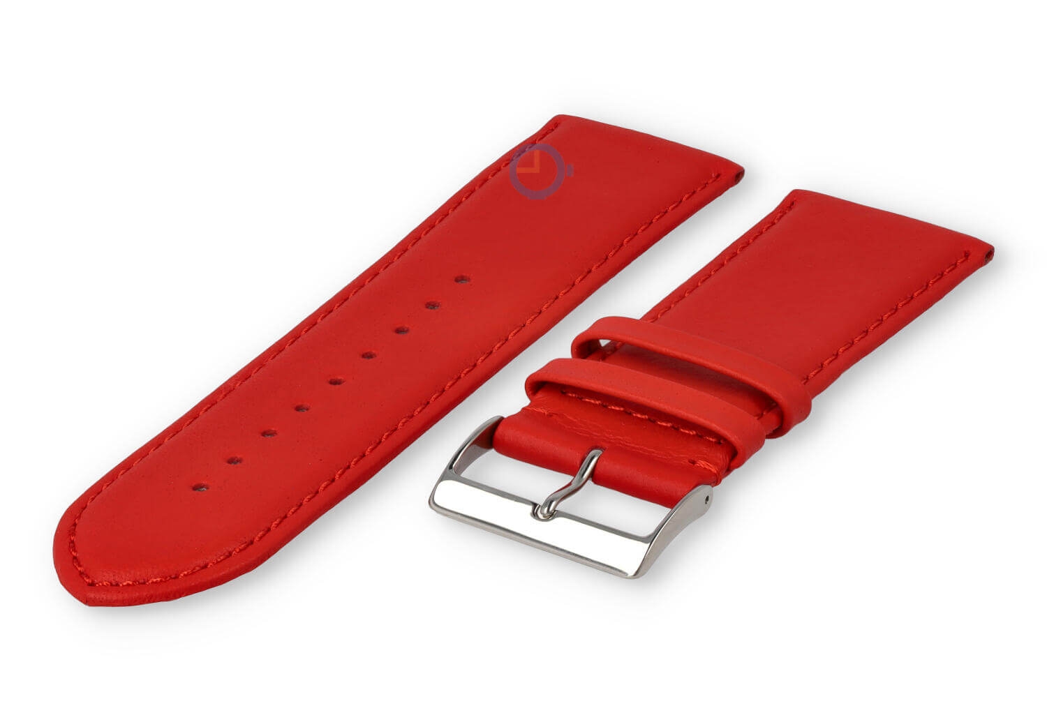 28mm Uhrenarmband glatt Leder - Hellrot