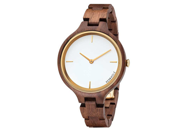Kerbholz Hinze Uhrenarmband Walnut Gold