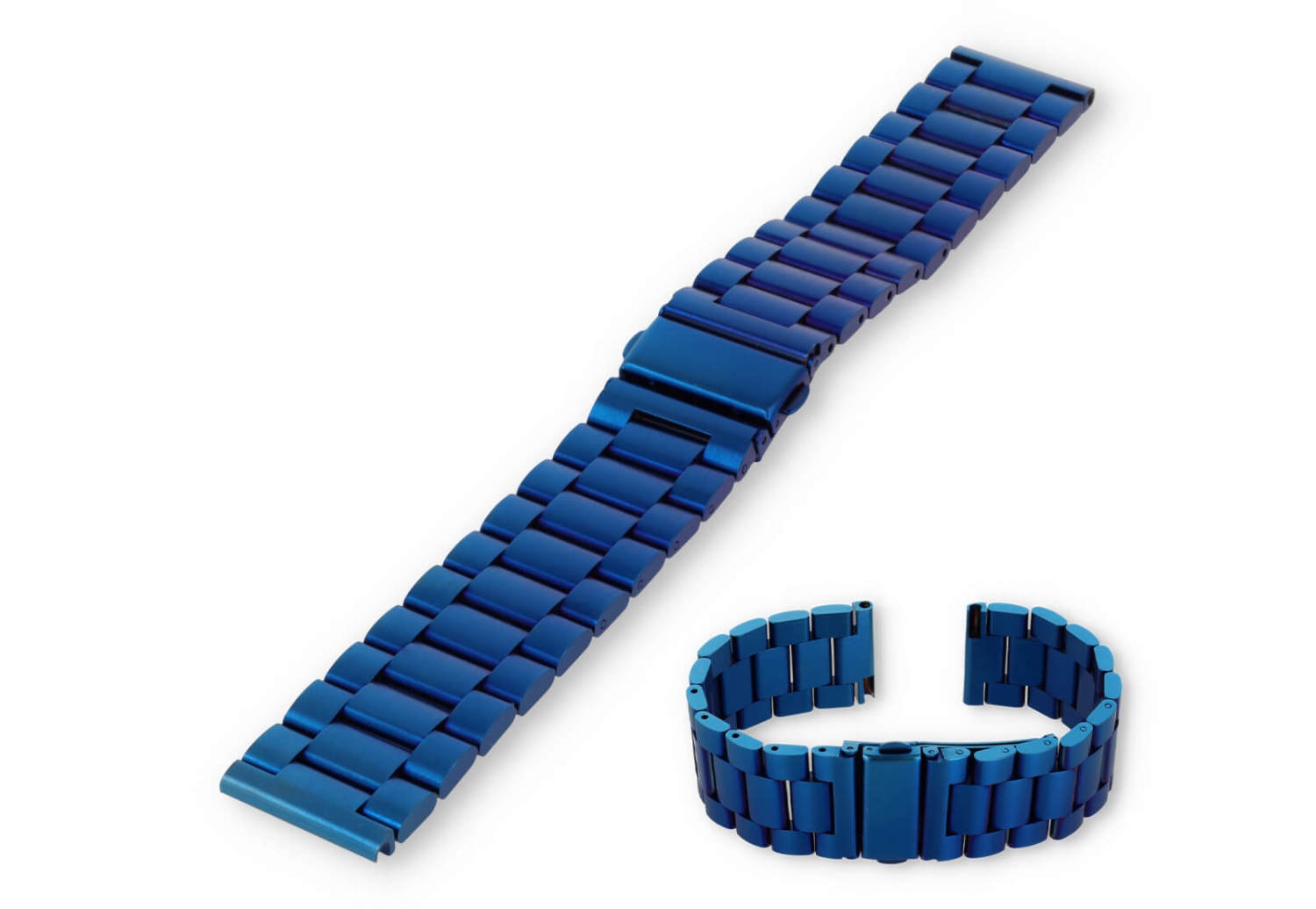 Uhrenarmband 22mm matt Stahl - blau