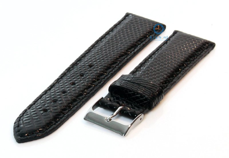 Uhrenarmband 20mm Schwarz Eidechsenleder