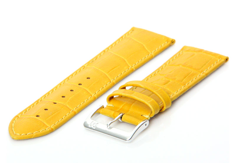 Uhrenarmband 24mm Gelb Leder extra lang