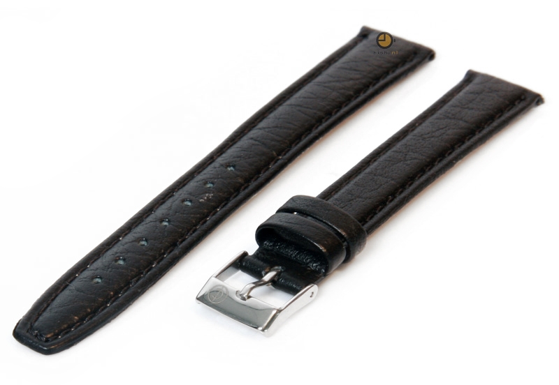 Uhrenarmband 16mm Schwarz Büffelleder extra lang
