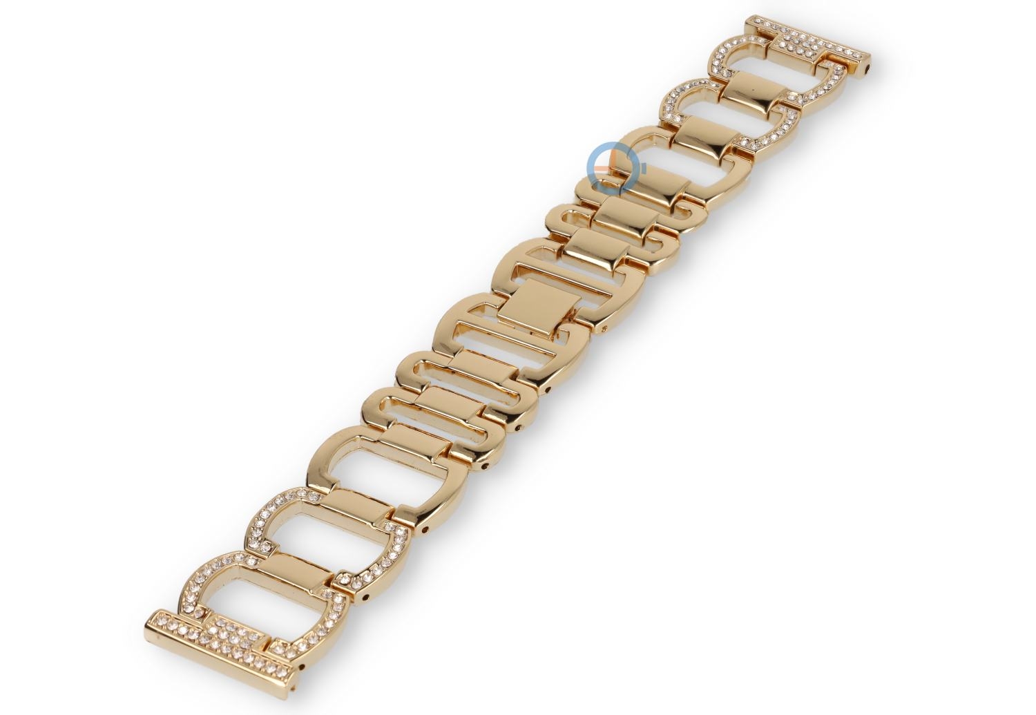 Elegantes goldfarbiges Stahl Band mit Steinchen - 22mm