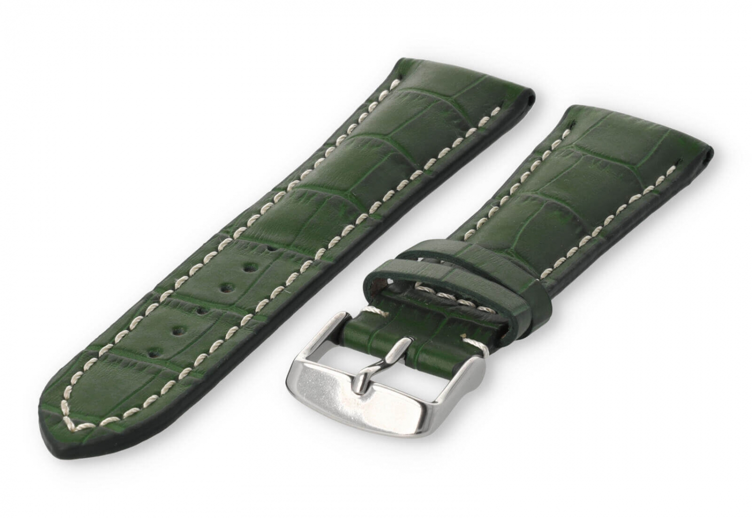 Uhrenarmband mit krokoprint 24mm grünes Leder