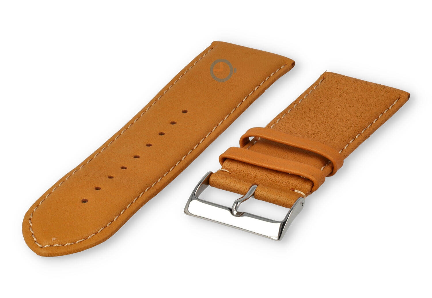 26mm Uhrenarmband glatt Leder - hellbraun