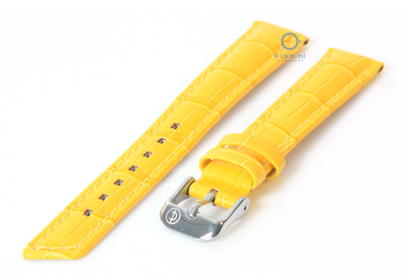 Uhrenarmband 16mm gelb Leder mit Krokostruktur