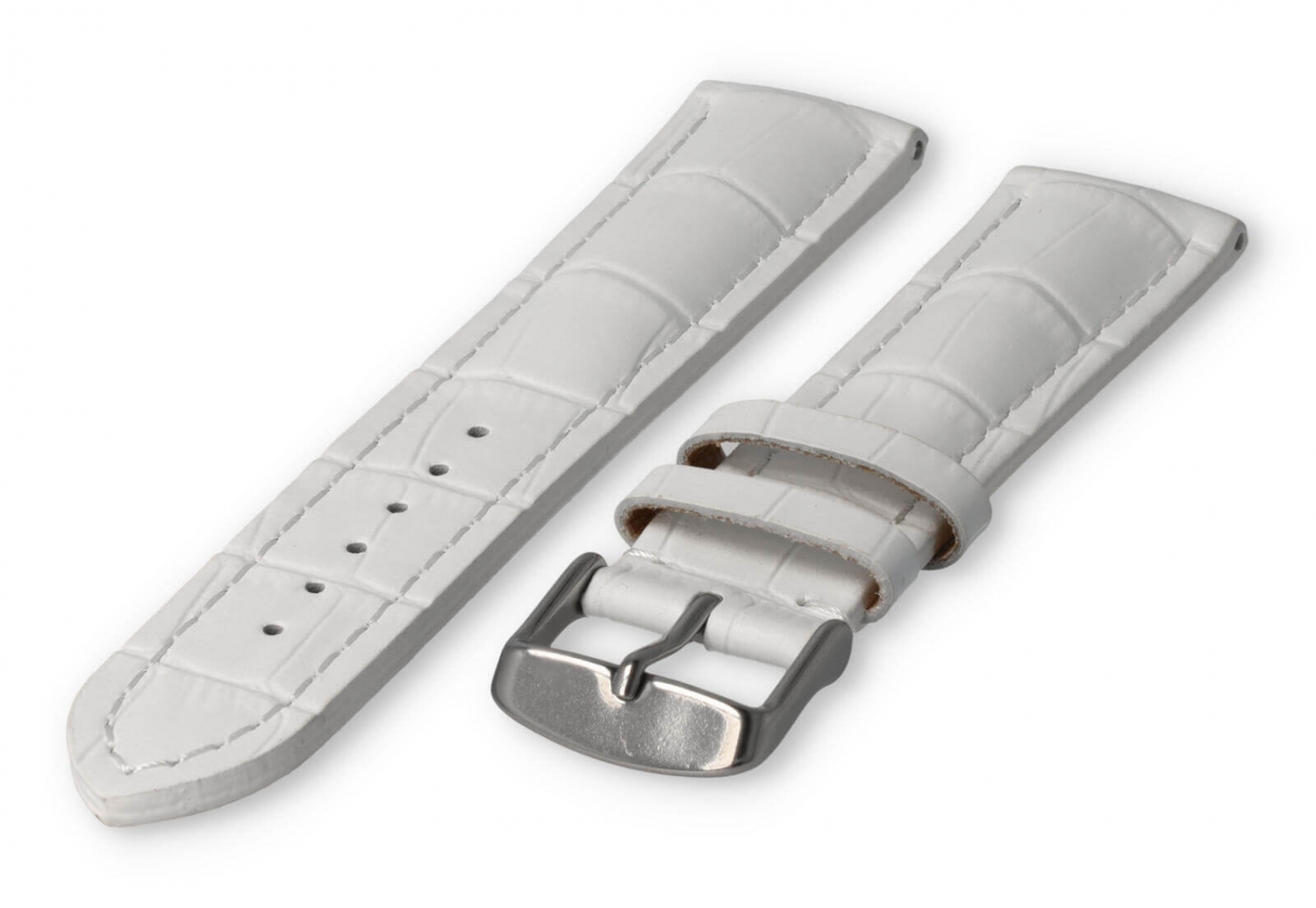 Uhrenarmband mit krokoprint 20mm weißes Leder