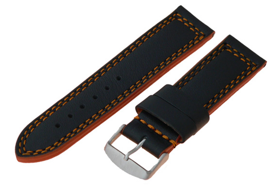 Uhrenarmband 20mm Schwarz Leder (sport)