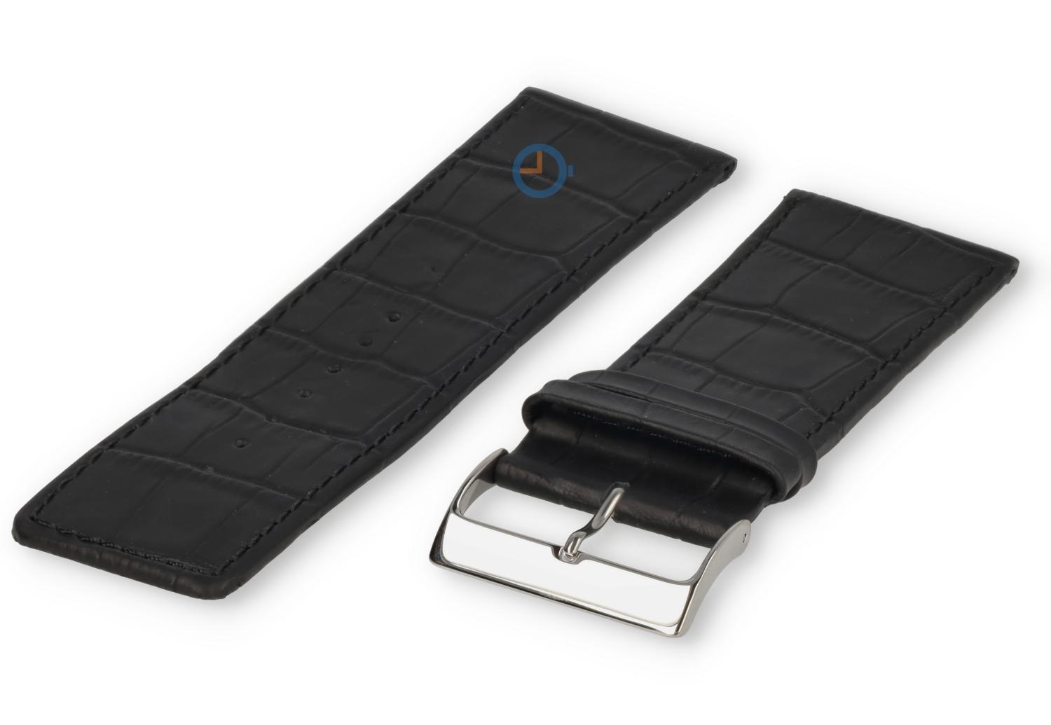 Luxus Kroko Uhrarmband - 34mm - schwarz