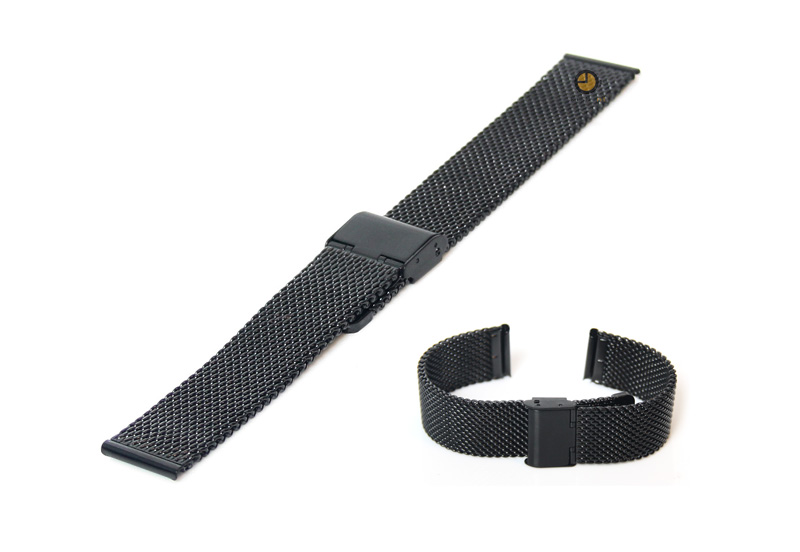 Uhrenarmband 24mm Schwarz Mailänder Stahl