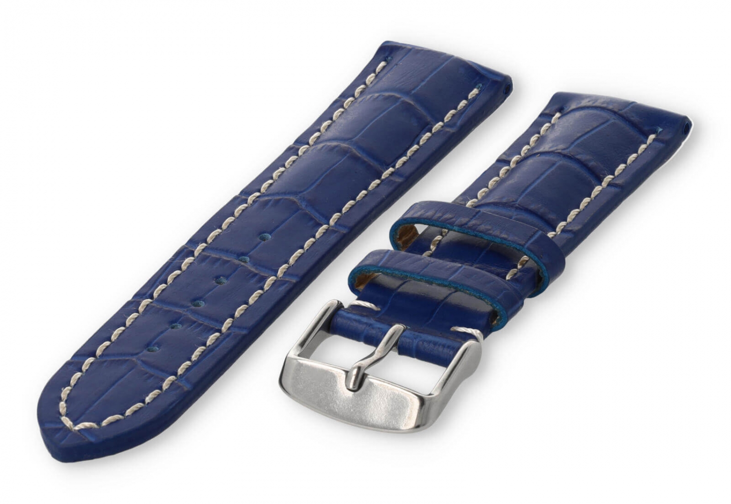 Uhrenarmband mit krokoprint 20mm königsblaues Leder