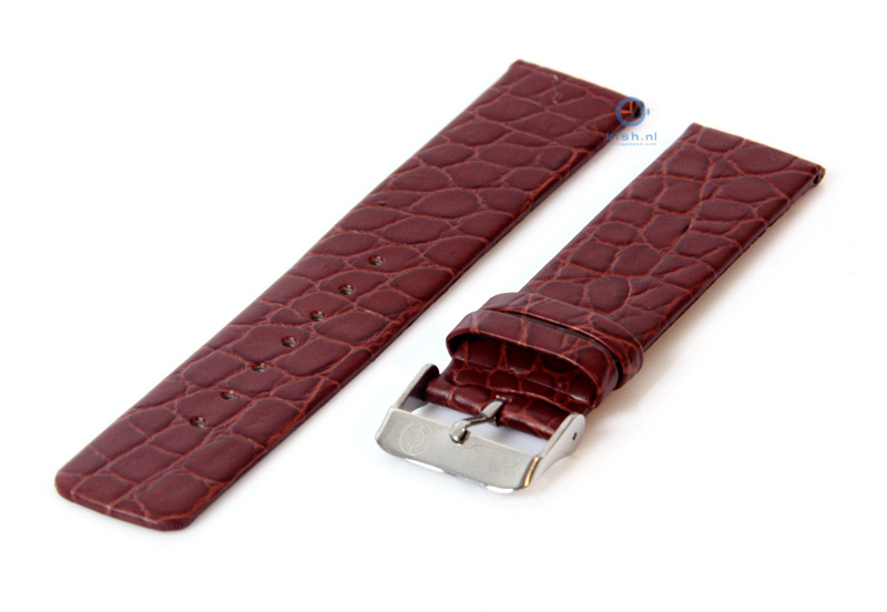 Uhrenarmband 22mm dunkelbraun Leder mit Kroko - Druck