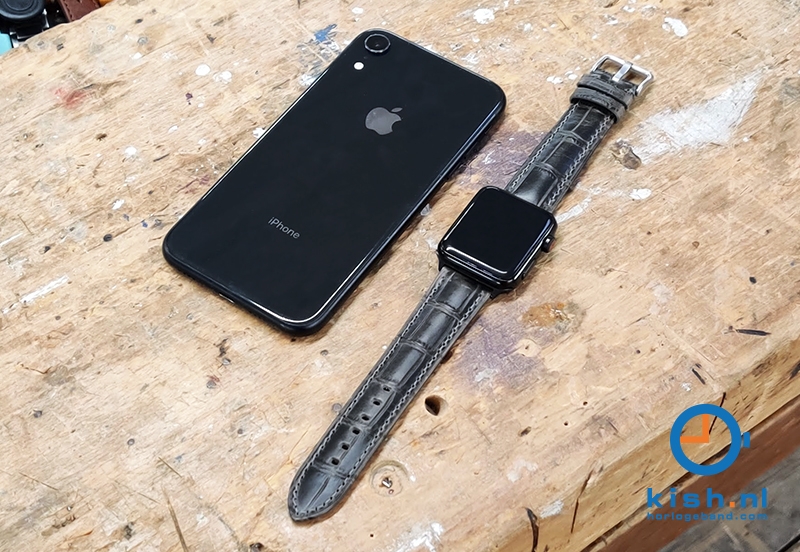 Apple Watch bandje croco leer grijs - 42/44/45mm