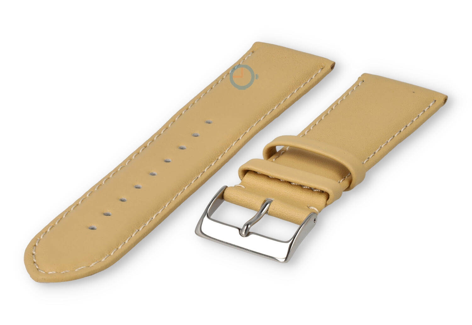 22mm Lederband mit Naht - vanille
