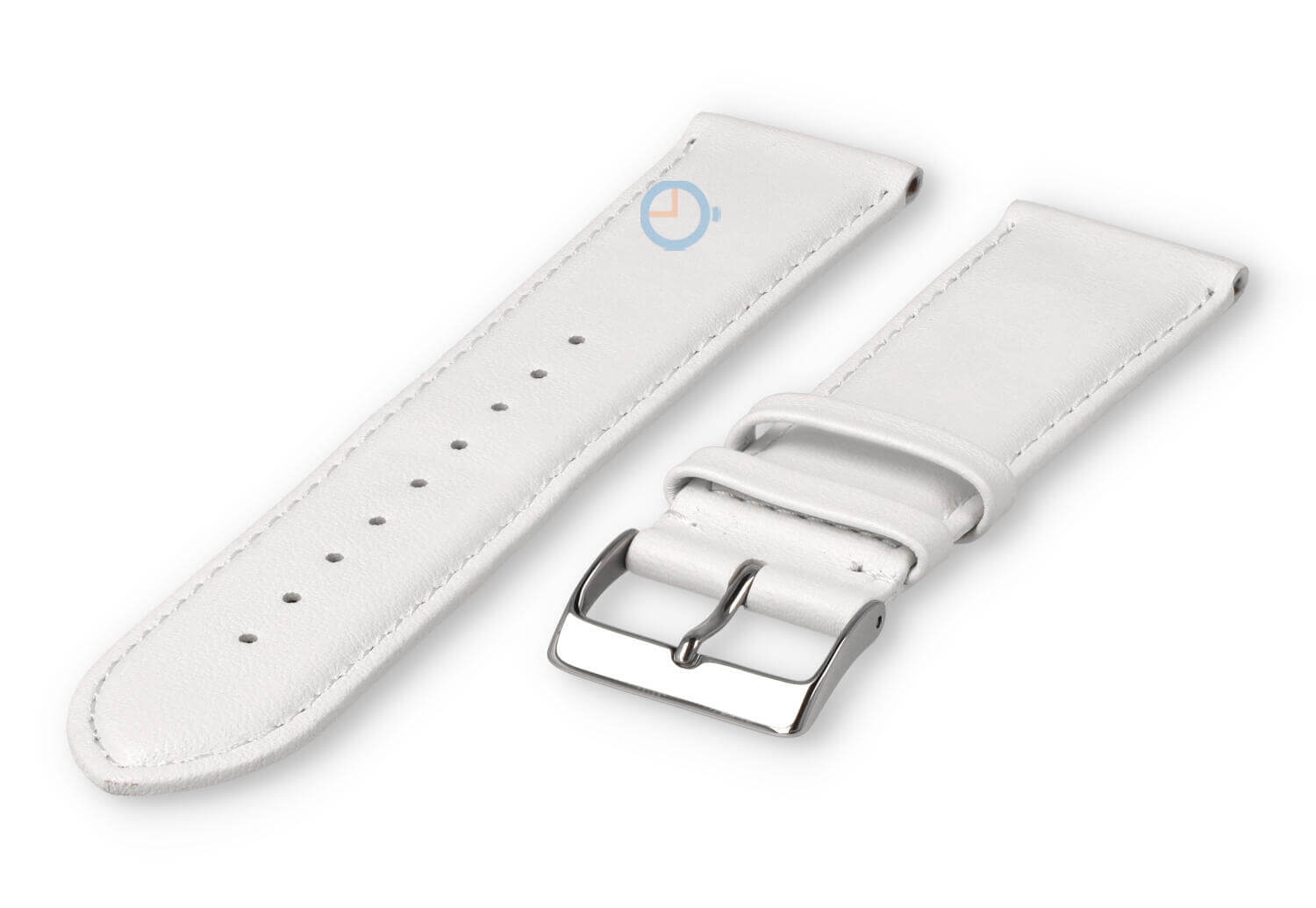 24mm Uhrenarmband glatt Leder - weiß