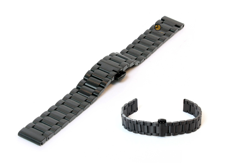 Uhrenarmband 16mm Schwarz Stahl matt