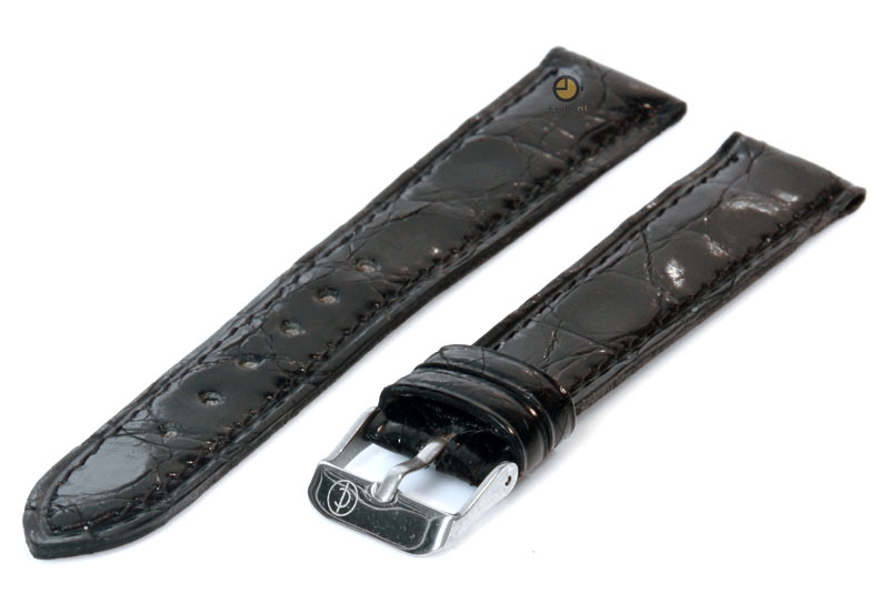 18mm Uhrenarmband Schwarz echtes Krokodilleder